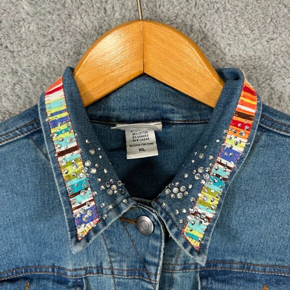 DISTINCT Jean Jacket Women's Designed Colorful Denim Jacket - Picture 5 of 13